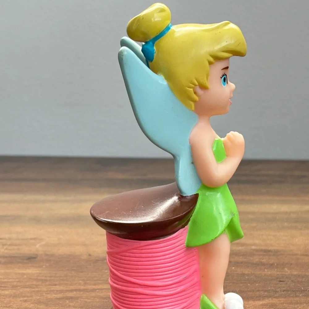 VINTAGE Disney Peter Pan TINKERBELL Fairy Spool Yarn Bath Toy Figure Cake Topper